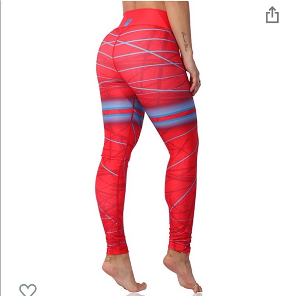 Red and blue workout / yoga leggings - Picture 2 of 3